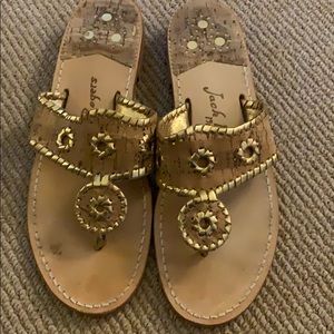 Jack Rogers designer cork and gold sandals
